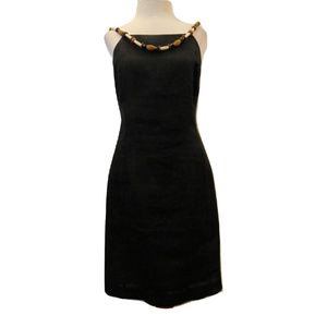 Vintage Jackie Bernard Black Linen Dress Sz 6